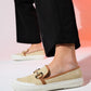 Barcelos - Beige Straw Buckle Loafer (Women)