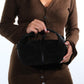 ISLAND - Black Genuine Suede Leather Shoulder Bag (Women)