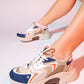Duja - Beige Navy Multi Chunky Sole Sport Sneaker (Women)
