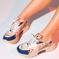 Duja - Beige Navy Multi Chunky Sole Sport Sneaker (Women)