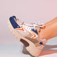 Duja - Beige Navy Multi Chunky Sole Sport Sneaker (Women)
