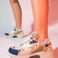 Duja - Beige Navy Multi Chunky Sole Sport Sneaker (Women)