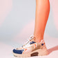 Duja - Beige Navy Multi Chunky Sole Sport Sneaker (Women)