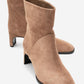 NORDY - Taupe Suede Genuine Leather Block Heel Boot (Women)