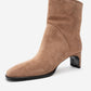 NORDY - Taupe Suede Genuine Leather Block Heel Boot (Women)