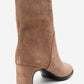 NORDY - Taupe Suede Genuine Leather Block Heel Boot (Women)