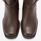 HEİLE - Brown Buckled Block Heel Boot (Women)