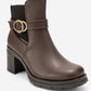 HEİLE - Brown Buckled Block Heel Boot (Women)
