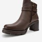 HEİLE - Brown Buckled Block Heel Boot (Women)