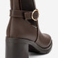 HEİLE - Brown Buckled Block Heel Boot (Women)