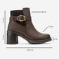 HEİLE - Brown Buckled Block Heel Boot (Women)