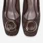 MILA - Brown Buckled Square Toe Block Heel Pump (Women)