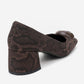 MILA - Brown Buckled Square Toe Block Heel Pump (Women)
