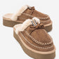 YALINA - Taupe Suede Genuine Leather Platform Moccasin Slide (Women)