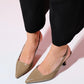 Flem - Taupe Pointed Toe Backless Stiletto Pump (Women)