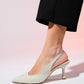 Flem - Ecru Pointed Toe Backless Stiletto Pump (Women)
