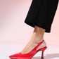 Flem - Red Patent Pointed Toe Backless Stiletto Pump (Women)
