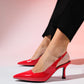 Flem - Red Patent Pointed Toe Backless Stiletto Pump (Women)