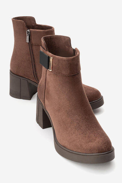 Rashe Block Heel Boot - Brown Suede