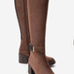 MORENİ - Brown Genuine Leather Knee-High Block Heel Boot (Women)