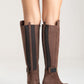 MORENİ - Brown Genuine Leather Knee-High Block Heel Boot (Women)