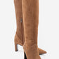 MERLA - Taupe Suede Genuine Leather Block Heel Boot (Women)