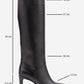 MERLA - Black Genuine Leather Block Heel Boot (Women)
