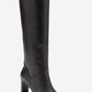 MERLA - Black Genuine Leather Block Heel Boot (Women)