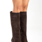 MERLA - Brown Suede Genuine Leather Block Heel Boot (Women)