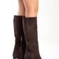 MERLA - Brown Suede Genuine Leather Block Heel Boot (Women)