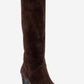 MERLA - Brown Suede Genuine Leather Block Heel Boot (Women)