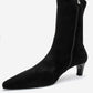 ALORA - Black Stretch Short Heel Boot (Women)