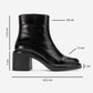 JUNAE - Black Genuine Leather Block Heel Boot (Women)