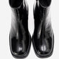 JUNAE - Black Genuine Leather Block Heel Boot (Women)