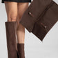 AJA - Brown Suede Block Heel Boot (Women)