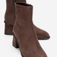 Maura - Brown Suede Block Heel Boot (Women)