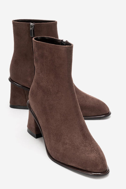 Maura Block Heel Boot Brown Suede