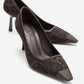 RONA - Brown Patterned Pointed Toe Stiletto Pump (Women)