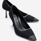 RONA - Black Patterned Pointed Stiletto Pump (Women)
