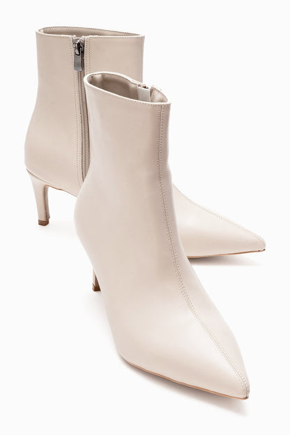 Noya Pointed Toe Slim Heel Boot - Beige