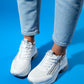 Oude - White Zip-Front Thick-Sole Sport Sneaker (Women)