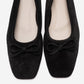 Sosa - Black Suede Genuine Leather Bow Ballet Flat (Women)