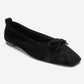 Sosa - Black Suede Genuine Leather Bow Ballet Flat (Women)