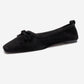 Sosa - Black Suede Genuine Leather Bow Ballet Flat (Women)