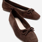 Sosa - Brown Suede Genuine Leather Bow Ballet Flat (Women)
