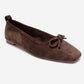 Sosa - Brown Suede Genuine Leather Bow Ballet Flat (Women)