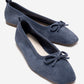 Sosa - Denim Blue Genuine Leather Bow Ballet Flat (Women)