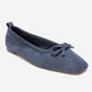 Sosa - Denim Blue Genuine Leather Bow Ballet Flat (Women)