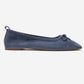 Sosa - Denim Blue Genuine Leather Bow Ballet Flat (Women)