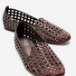 SILVA - Brown Genuine Leather Jeweled Ballet Flat (Women)
